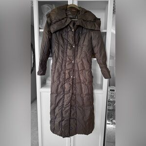 Cole Haan Dark Brown Down Long Puffer Coat